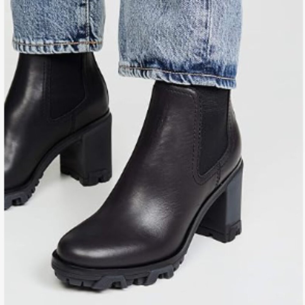 rag & bone Black Leather Chelsea Lug Heel Booties
